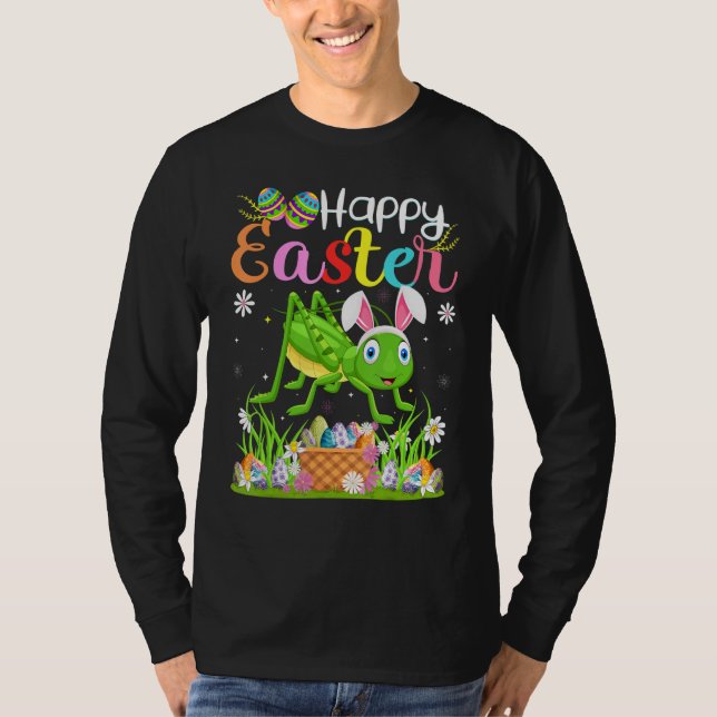 Grashopper Bunny Egg Hunting Grashopper Lycklig E T Shirt (Framsida)