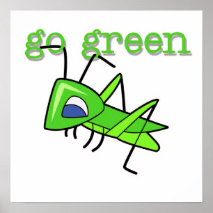 Grashopper Go Green T-shirts och Gifts Poster