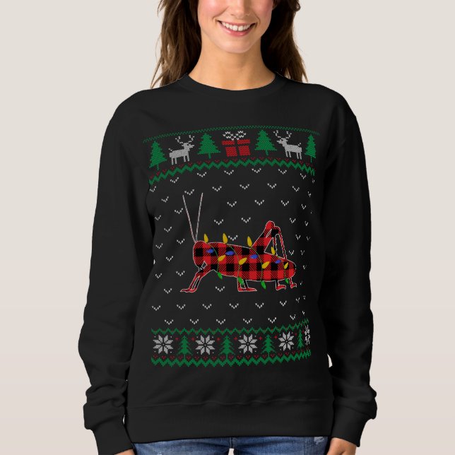 Grashopper Julgran Ljus Decor Julafton Sweat T Shirt (Framsida)
