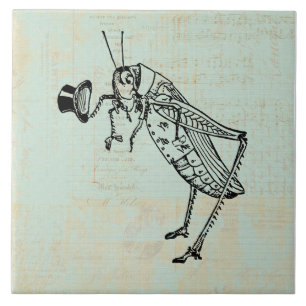 Grashopper med Top hat Kakelplatta