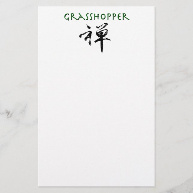 Grashopper med "Zen"-symbol Brevpapper (Framsida)