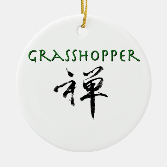 Grashopper med "Zen"-symbol Julgransprydnad Keramik (Framsidan)