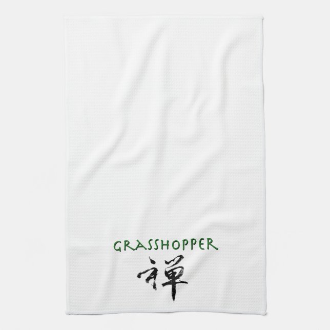 Grashopper med "Zen"-symbol Kökshandduk (Vertikal)