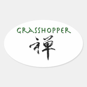 Grashopper med "Zen"-symbol Ovalt Klistermärke