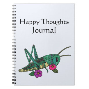 Grashopper Motif Lycklig Thoughts Journal Anteckningsbok