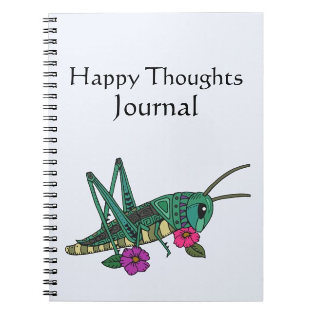 Grashopper Motif Lycklig Thoughts Journal Anteckningsbok (Framsidan)
