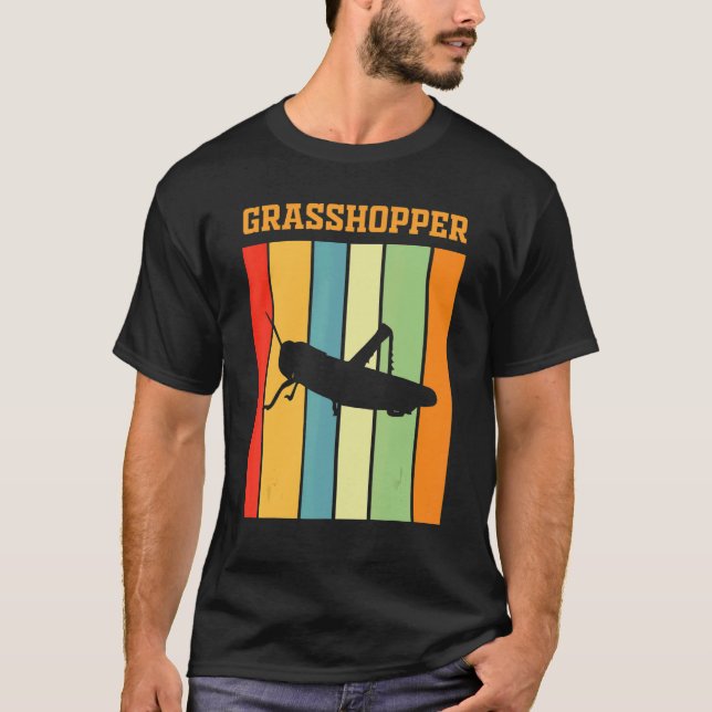 Grashopper Shadow Silhouette i Retro Färg T Shirt (Framsida)