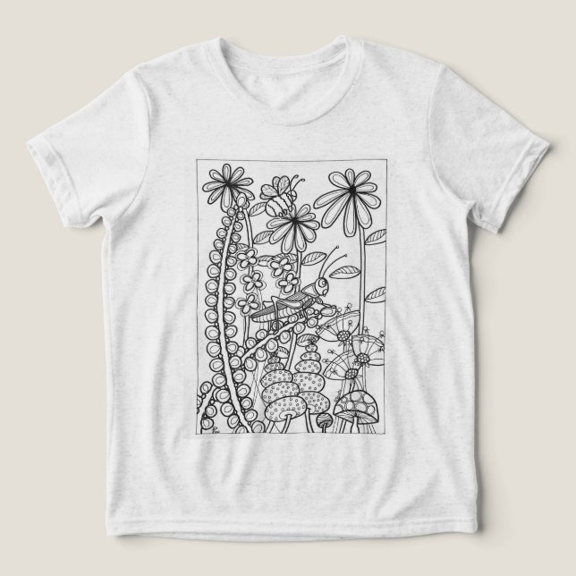 gräshoppor med fantasyblommor t shirt (Design Framsida)