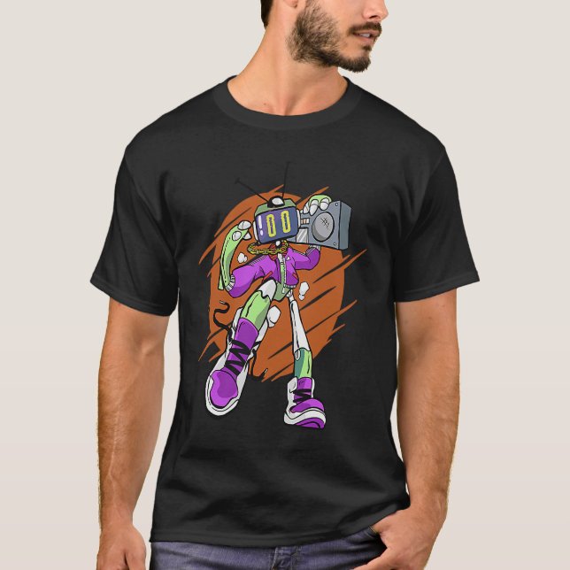 gräshoppsdans robot gräshoppa musik bandspelare t shirt (Framsida)