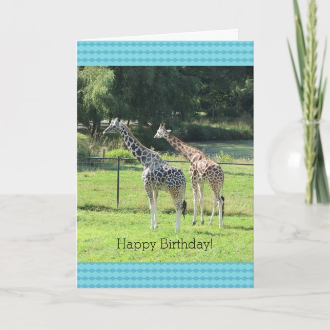 Grasing Giraffes Birthday Greetings Kort (Framsida)