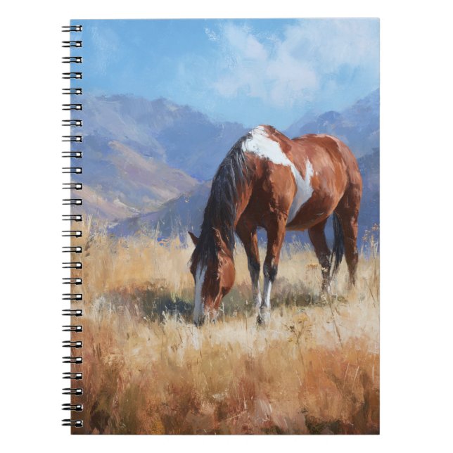 Grasing Horse in the Mountains Notebook Anteckningsbok (Framsidan)
