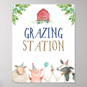 Grasing Station Boskap Barnyard Boy Birthday Poster