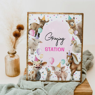 Grasing Station Boskap Girl Födelsedagsfest Poster
