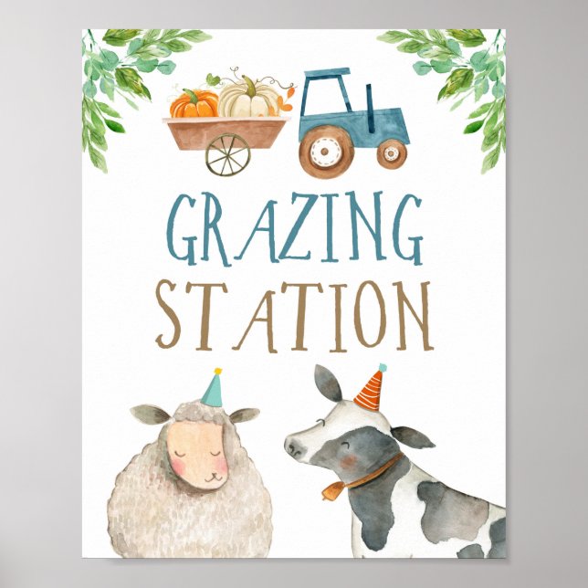 Grasing Station Boskap Pumpkin Boy Birthday Poster (Framsidan)