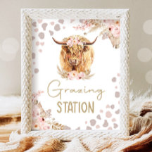 Grasing Station Highlander Cow Boho Farm Birthday