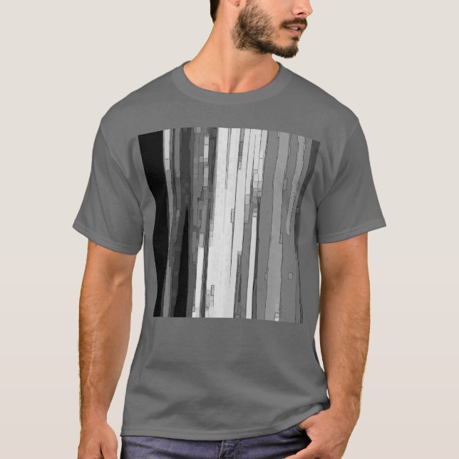 Gråskala Abstrakt Svart & Vitt Konst  T Shirt (Framsida)