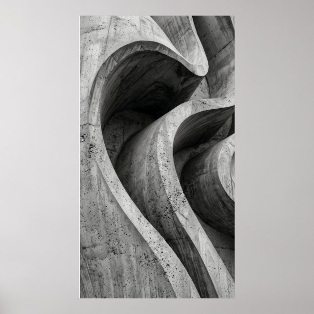 Gråskala Betongkurv Poster (Framsidan)