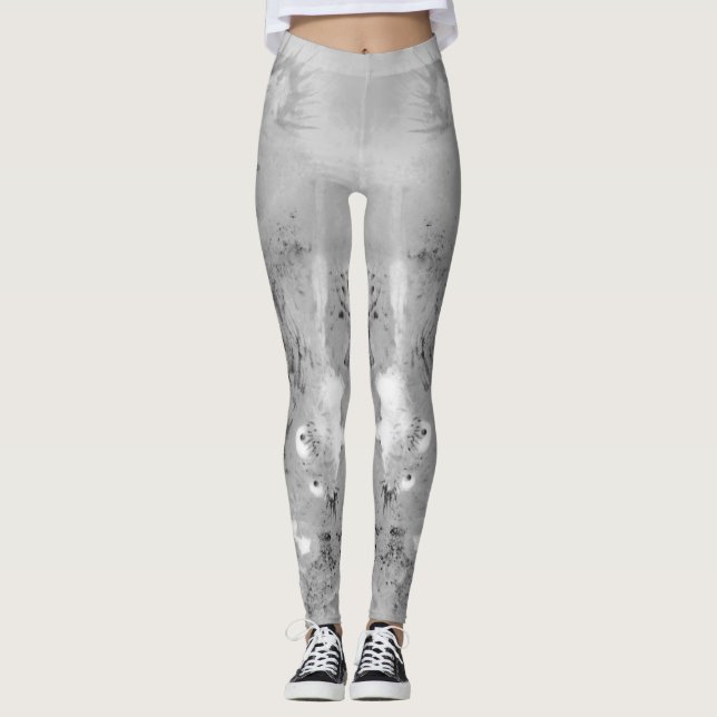 Gråskala Dragon Leggings (Framsida)
