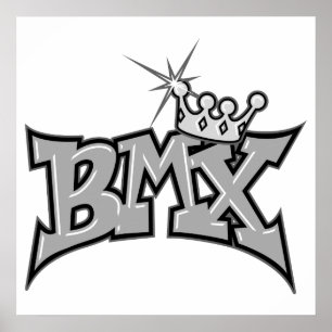 gråskala för BMX kung-textdesign Poster