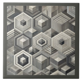 Gråskala Geometriska Kakelplatta