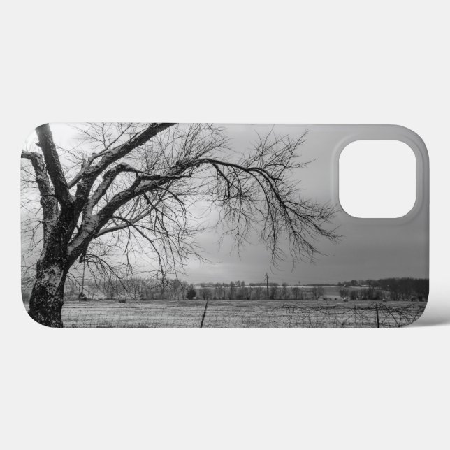 Gråskala iphone case i Winter Träd (Baksida (horisontell))