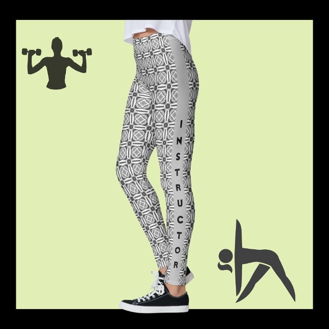 Gråskala modern minimalistisk mönster och text på leggings (Skapare uppladdad)