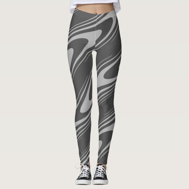 gråskala sömlös mönsterdesign på kvinnlig legging (Framsida)