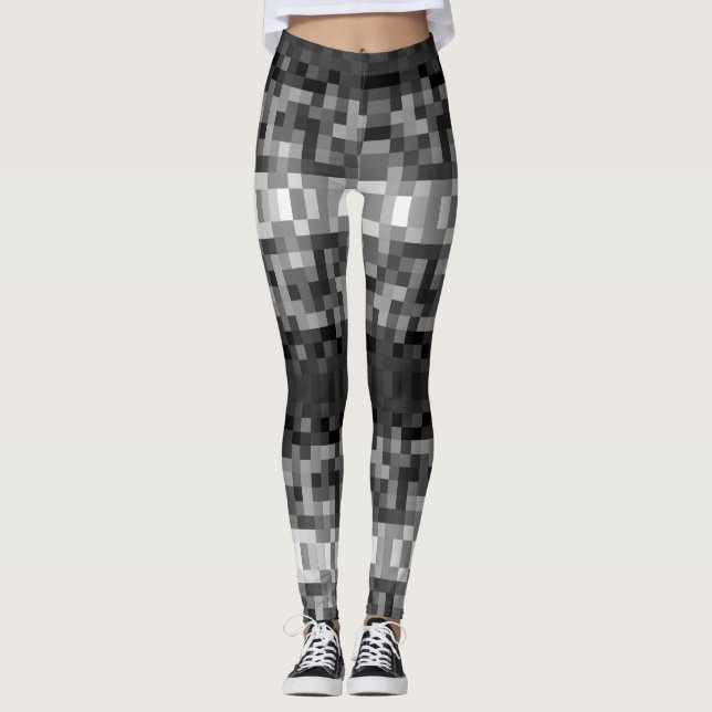 Gråskalepixelerad Leggings (Framsida)