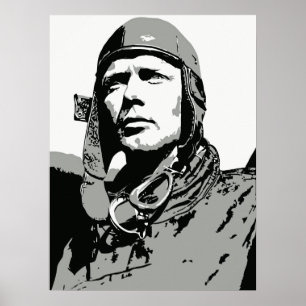 Gråskalvektor art: Charles Lindbergh (18" x 24") Poster