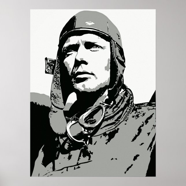Gråskalvektor art: Charles Lindbergh (18" x 24") Poster (Framsidan)