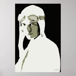 Gråskalvektorkonst Amelia Earhart Poster