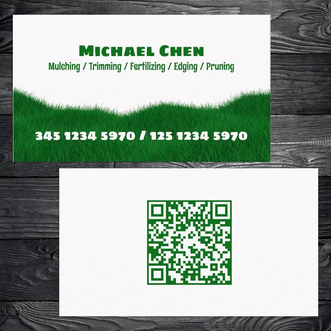 Gräsklipning Anpassad QR Visitkort (Lawn Mowing Custom QR Business Cards)