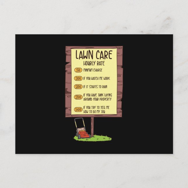 Gräsklippare - Pris per timme för trädgårdsskötsel Vykort (Framsida)