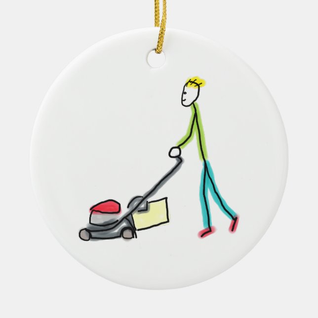 Gräsklipparstickman Julgransprydnad Keramik (Framsidan)