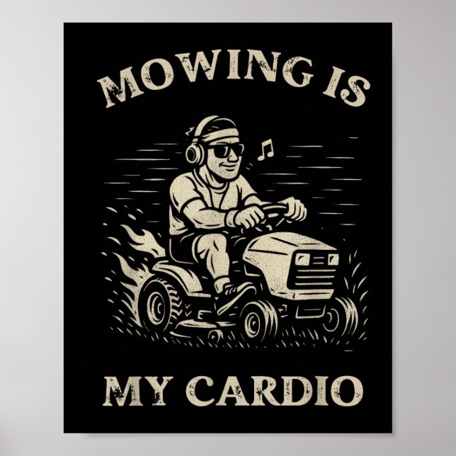Gräsklippning Är Min Kondition Rolig Fars Dag Gräs Poster (Framsidan)
