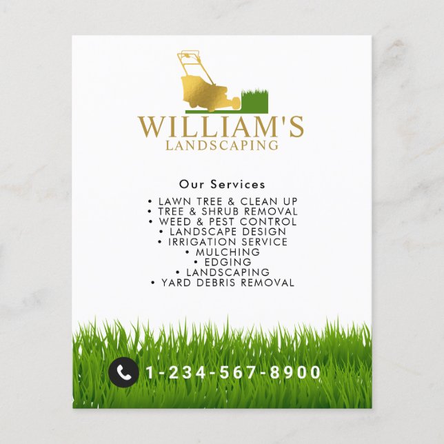 Gräsklipptjänster, Lawn Care Gold-logotyp Flygblad (Framsidan)