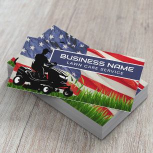 Gräsmatta and Landscaping Riding Mower USA flagga Visitkort