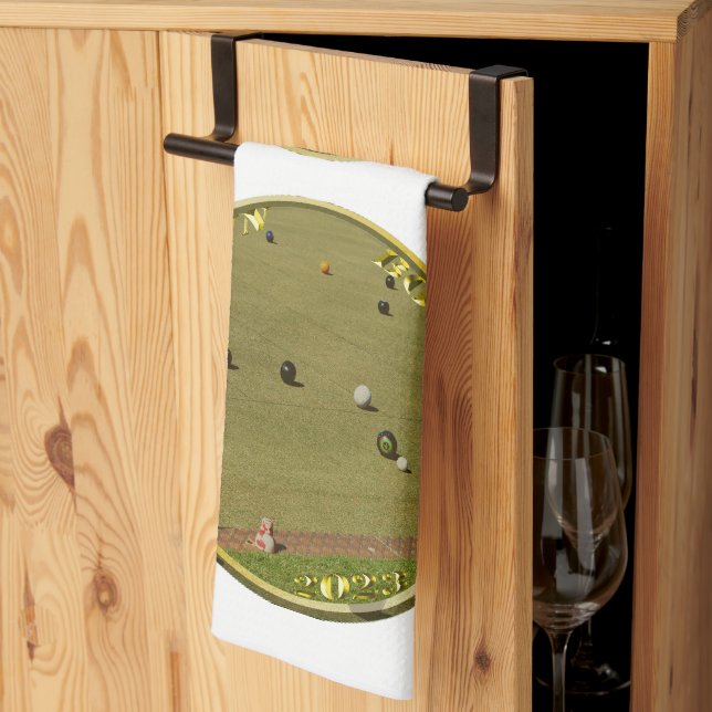 Gräsmatta Bowls 2023 Guld Coin, Dish Towel Kökshandduk (Thirds Fold)