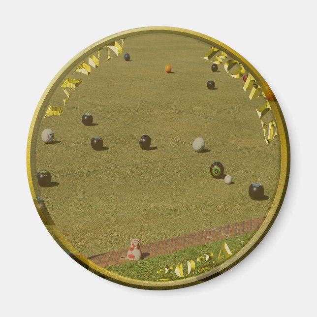 Gräsmatta Bowls 2024 Golden Coin Magnet (Framsidan)