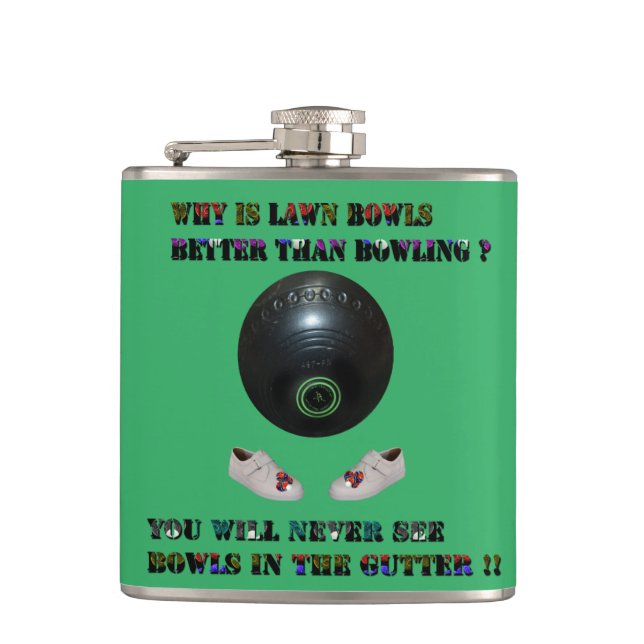 Gräsmatta Bowls är bättre än Bowling för att? Fickplunta (Framsidan)