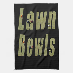 Gräsmatta Bowls Bild Logotyp, Black Kökshandduk