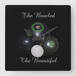 Gräsmatta Bowls Bowled Vacker Square Wall Clock. Fyrkantig Klocka