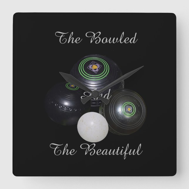 Gräsmatta Bowls Bowled Vacker Square Wall Clock. Fyrkantig Klocka (Framsida)