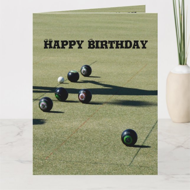 Gräsmatta Bowls Close Call, stor födelsedag Kort (Framsida)