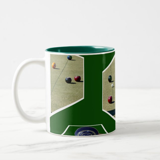 Gräsmatta Bowls Dimensional Art Två-Tonad Mugg (Vänster)