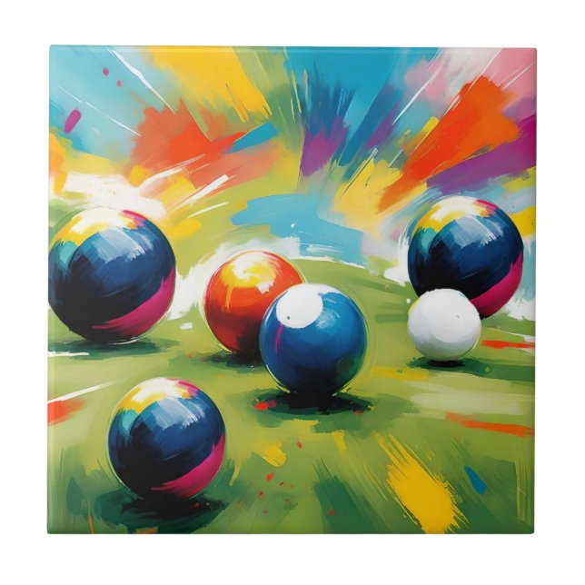 Gräsmatta Bowls Färg Stänk Kakelplatta (Framsidan)