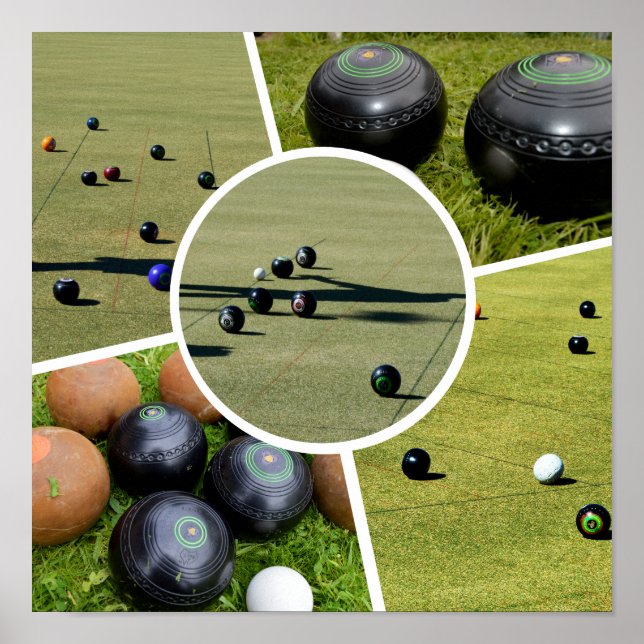 Gräsmatta Bowls Fem Bild Photo Collage, Poster (Framsidan)