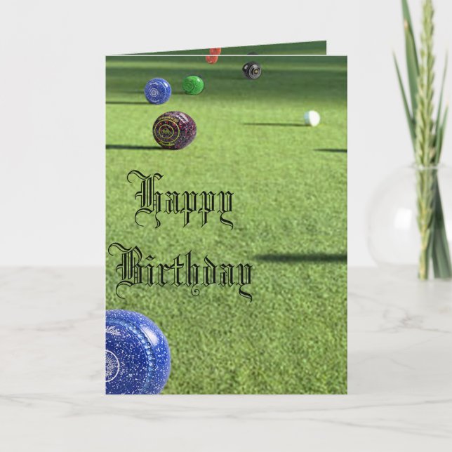Gräsmatta Bowls Grattis på födelsedagen Kort (Framsida)