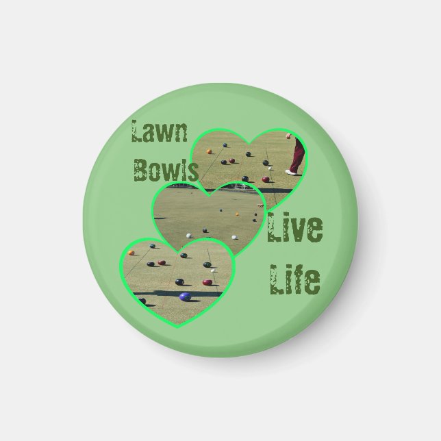 Gräsmatta Bowls Live Life Magnet (Framsidan)
