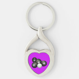 Gräsmatta Bowls och Kattunge om Lila, Twisted Heart Silverfärgad Nyckelring